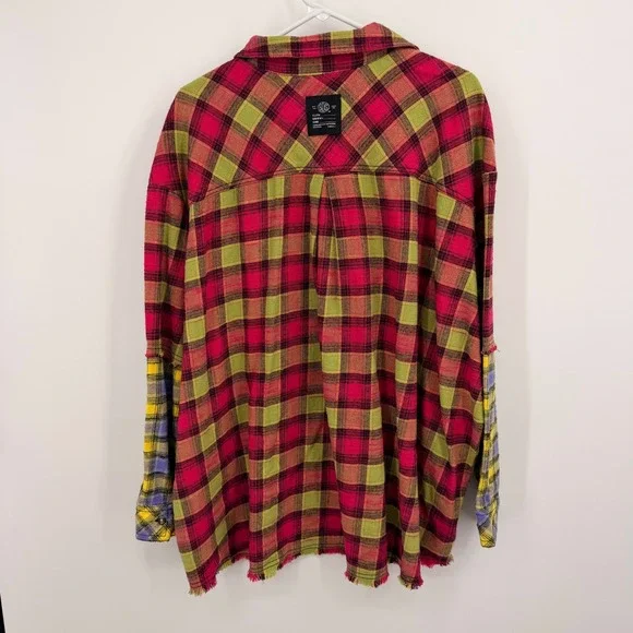 BDG Urban Outfitters One Way or Another Plaid Flannel Shirt Womens Medium Pink - Picture 9 of 12